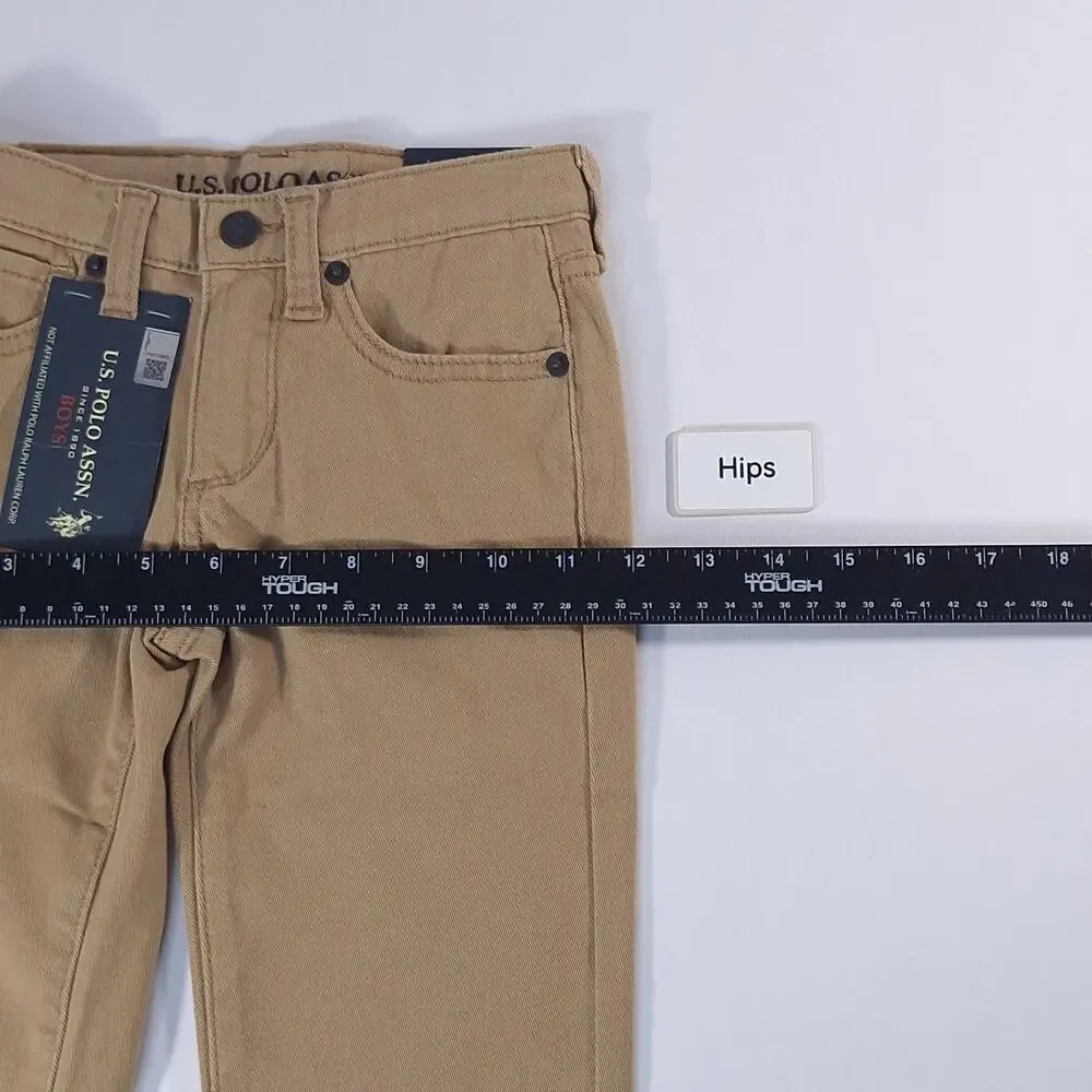 U.S. Polo Assn Boys Size 4 Honey Straight Twill Pants NWT Adjustable School Play